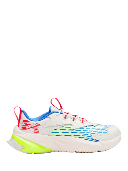 Under Armour Kids' BPS Scramjet 7 Leather Running Trainers, White/Yellow/Red, White/Yellow/Red