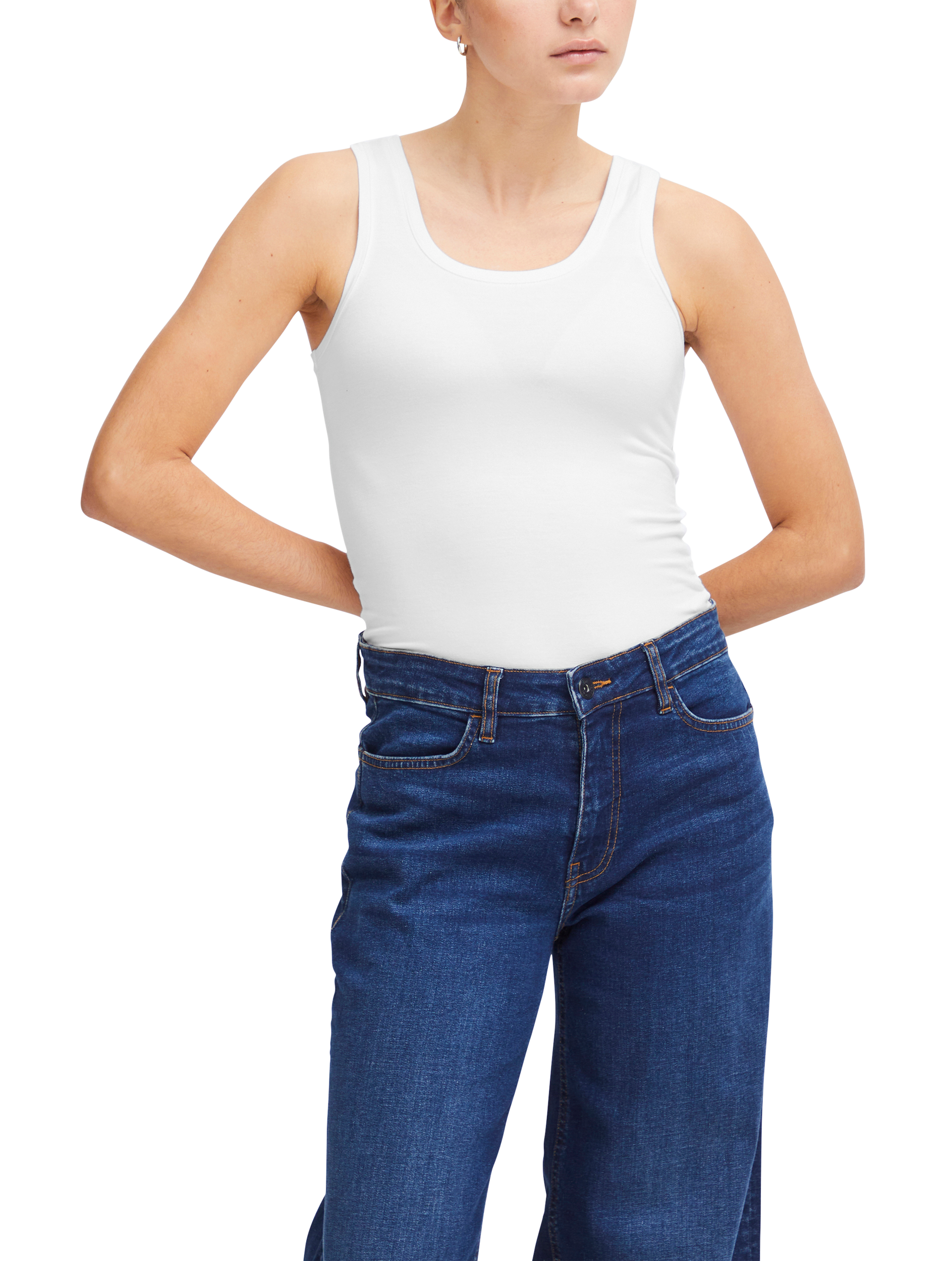 Product image 1 of 7, which shows ICHI Zola Scoop Neck Vest Top, White, XS
