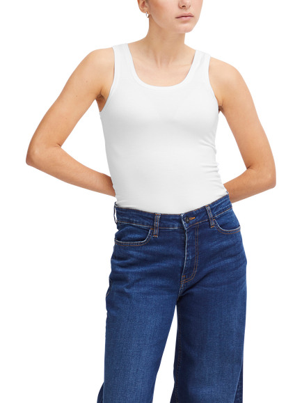 ICHI Zola Scoop Neck Vest Top, White