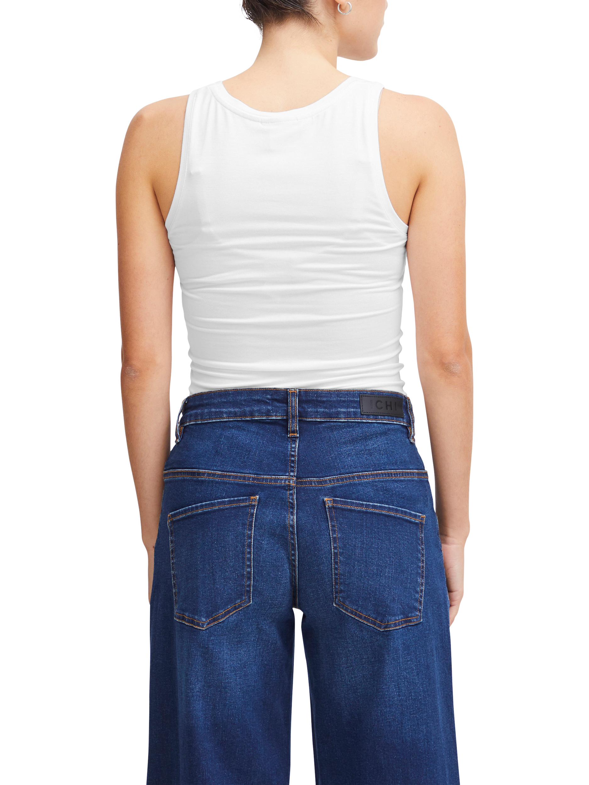 Product image 2 of 7, which shows ICHI Zola Scoop Neck Vest Top, White, XS