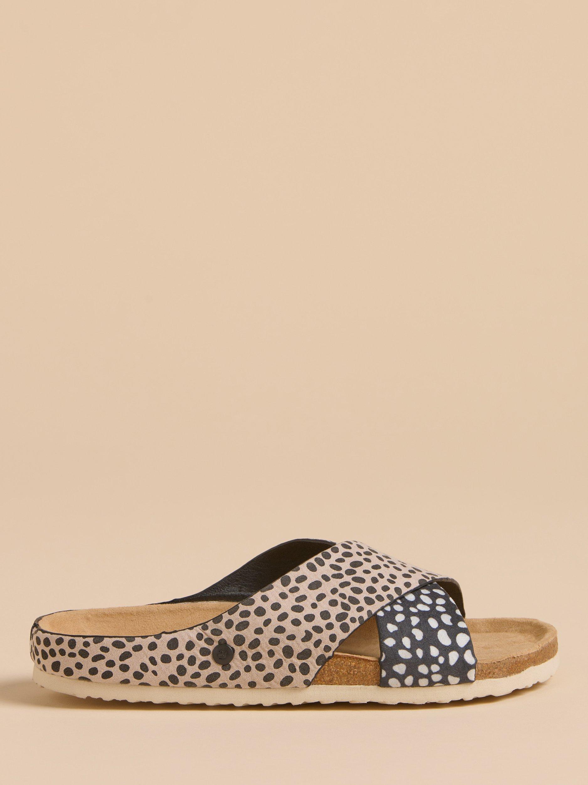 Product image 1 of 4, which shows Brakeburn Spotty Cross Strap Sandals, Navy, 3