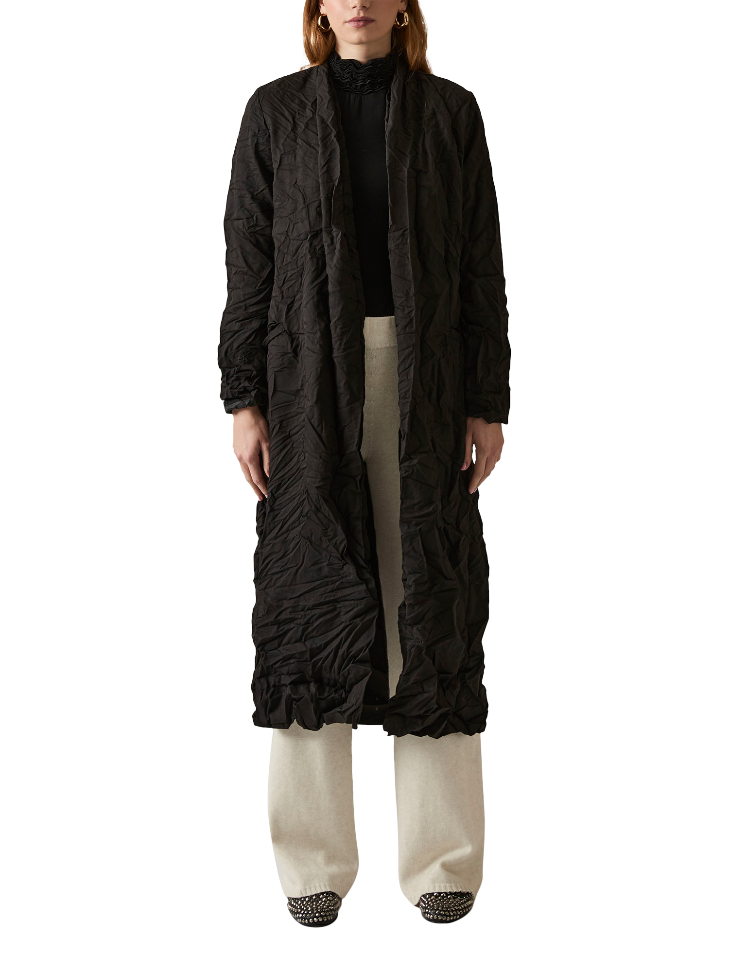 Product image 1 of 5, which shows James Lakeland Crinkled Long Cardigan, Black, 8