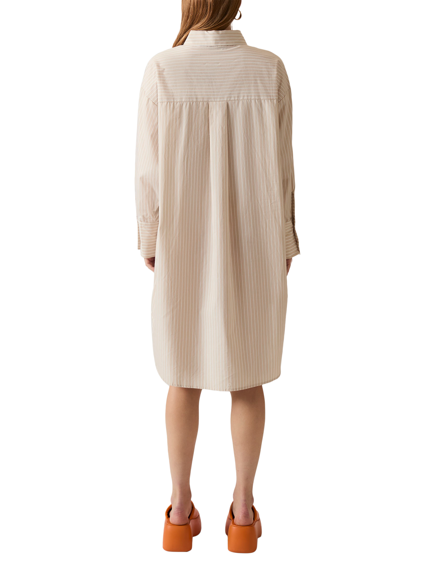 Product image 2 of 7, which shows James Lakeland Oversized Striped Cotton Blend Shirt, Beige/White, 8