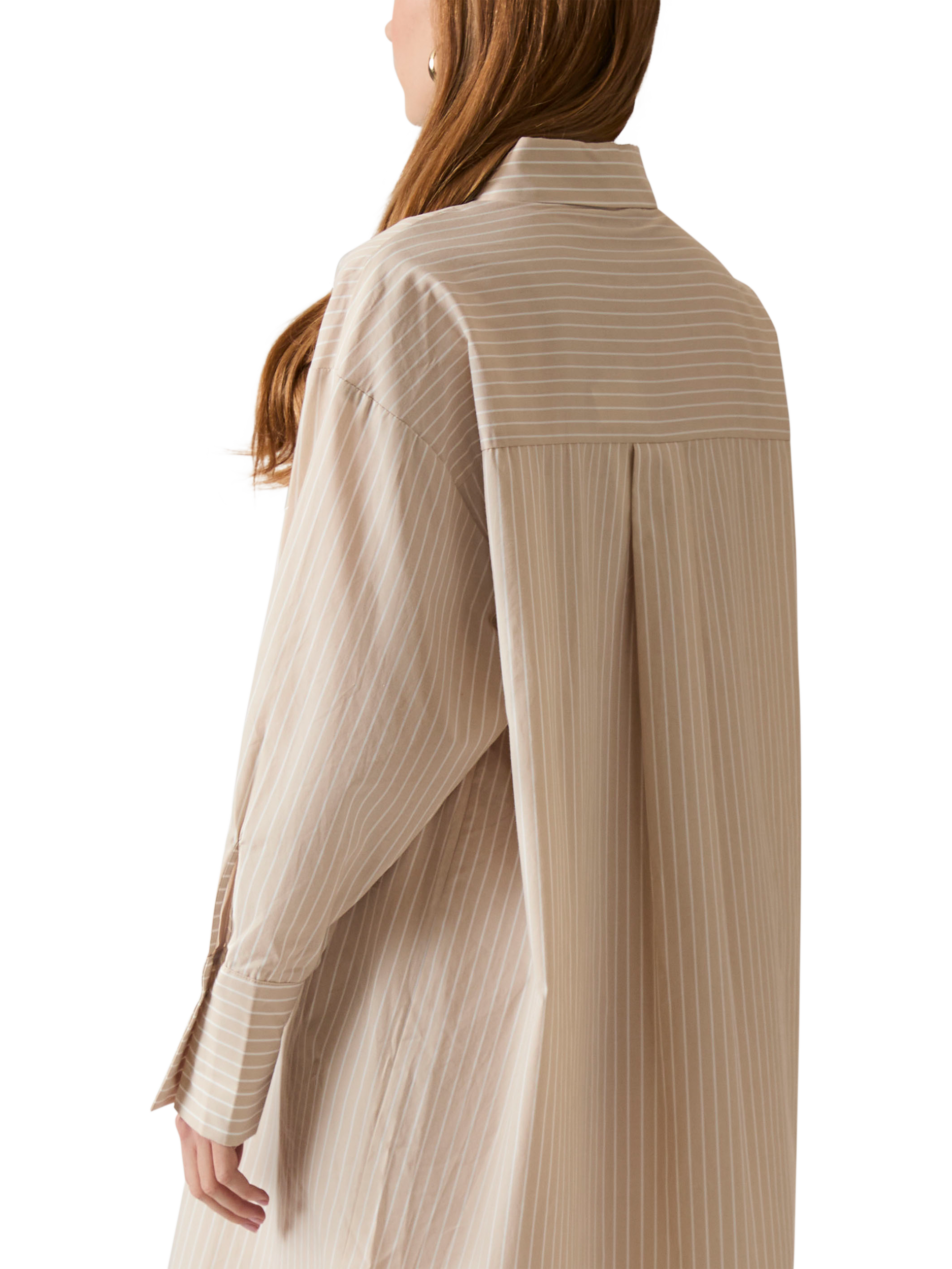 Product image 5 of 7, which shows James Lakeland Oversized Striped Cotton Blend Shirt, Beige/White, 8
