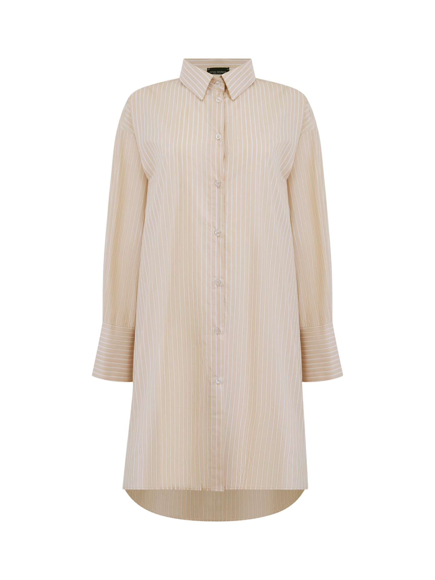 Product image 7 of 7, which shows James Lakeland Oversized Striped Cotton Blend Shirt, Beige/White, 8