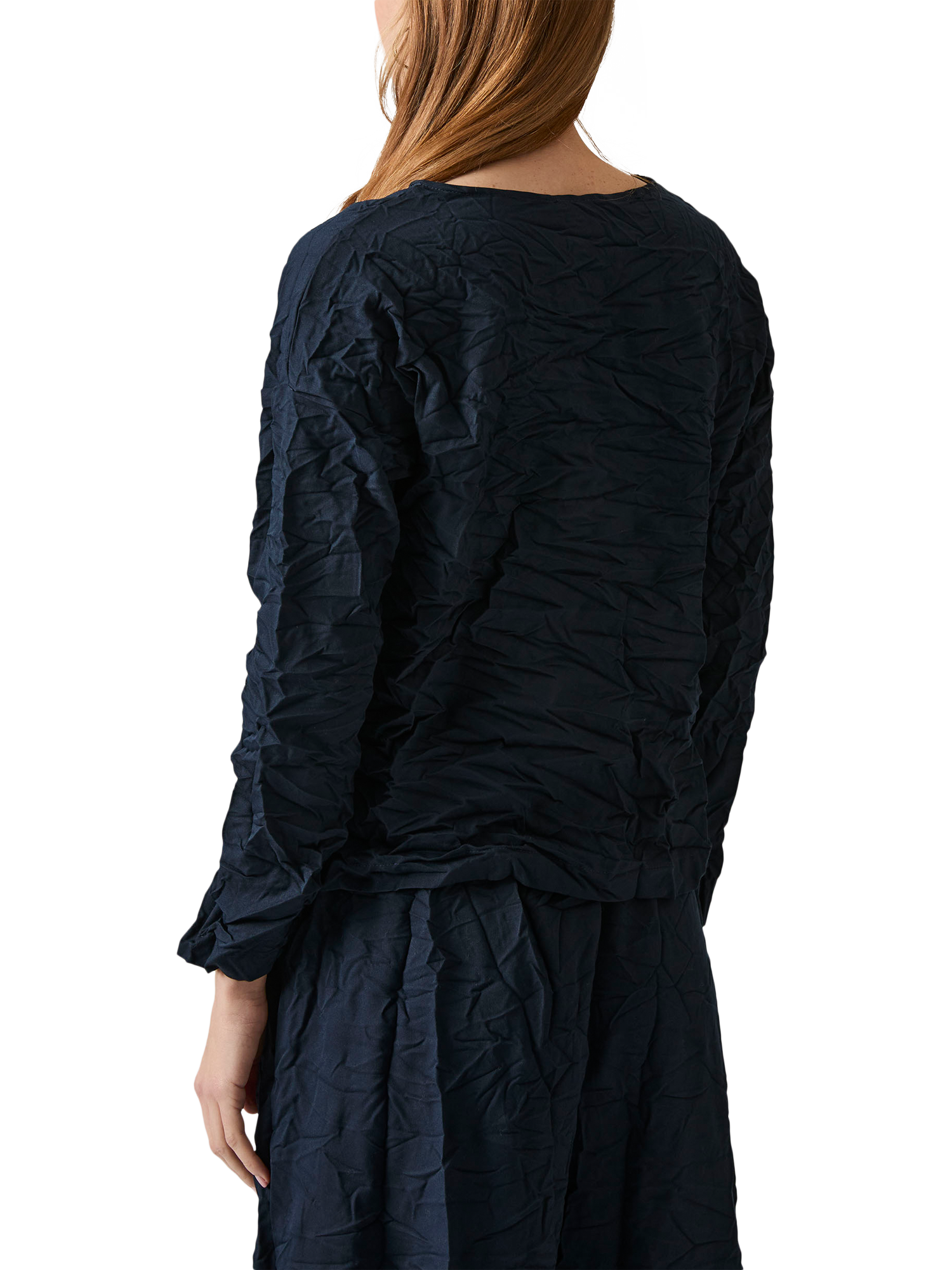 Product image 2 of 4, which shows James Lakeland Crinkled Long Sleeve Top, Navy, 8