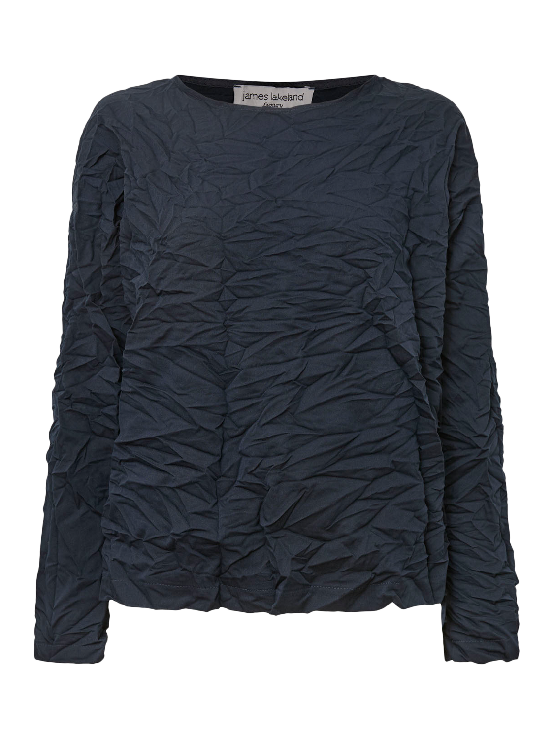 Product image 4 of 4, which shows James Lakeland Crinkled Long Sleeve Top, Navy, 8