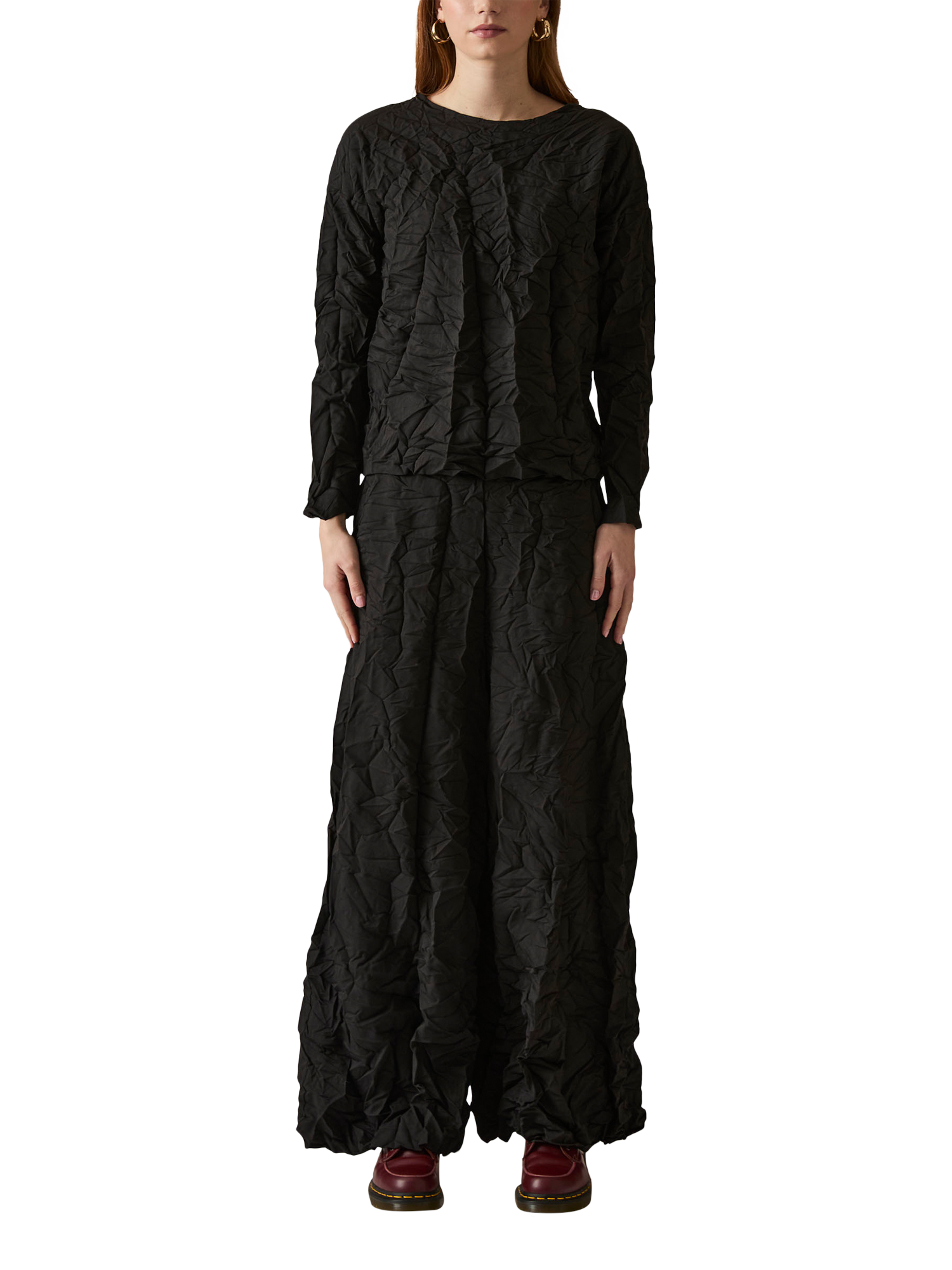 Product image 1 of 5, which shows James Lakeland Crinkled Trousers, Black, 8