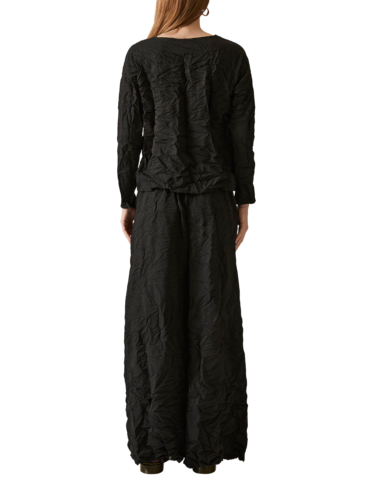 Product image 2 of 5, which shows James Lakeland Crinkled Trousers, Black, 8