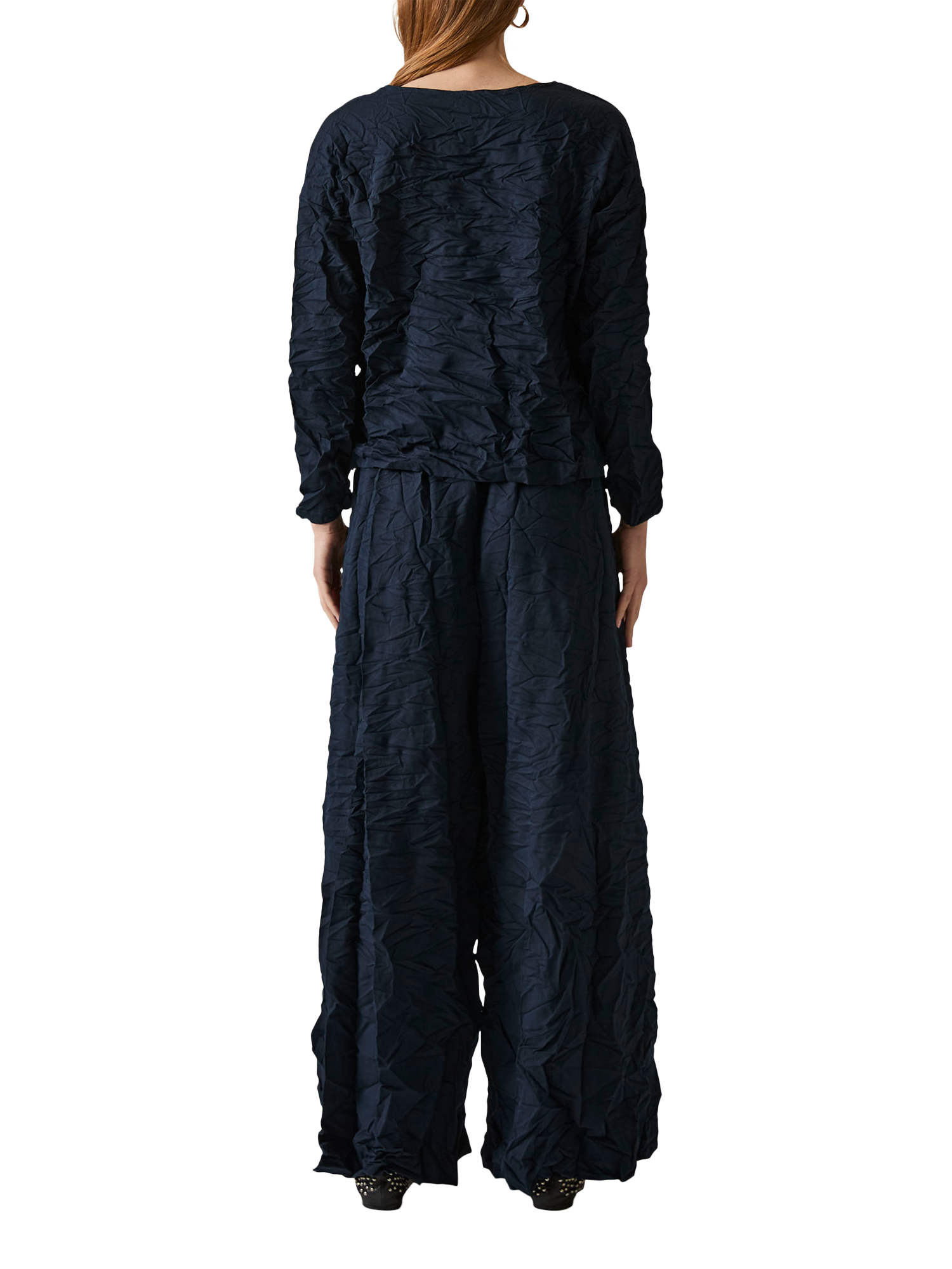 Product image 2 of 7, which shows James Lakeland Crinkled Trousers, Navy, 8