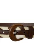 Ralph Lauren Wooden Buckle Belt, Zebra/Drk Hckry