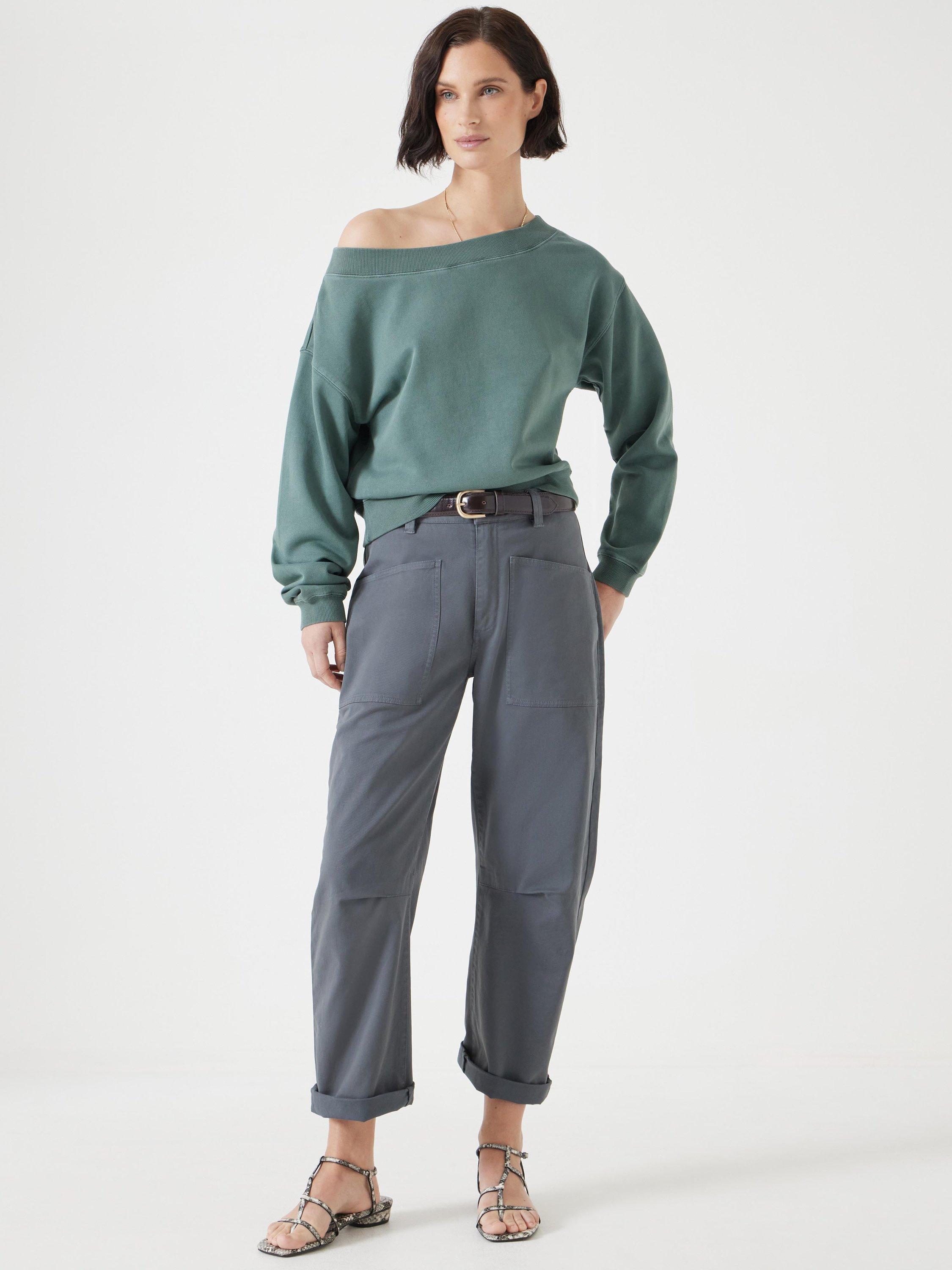 Product image 2 of 5, which shows HUSH Carlota Off Shoulder Sweatshirt, Sage Green, XS