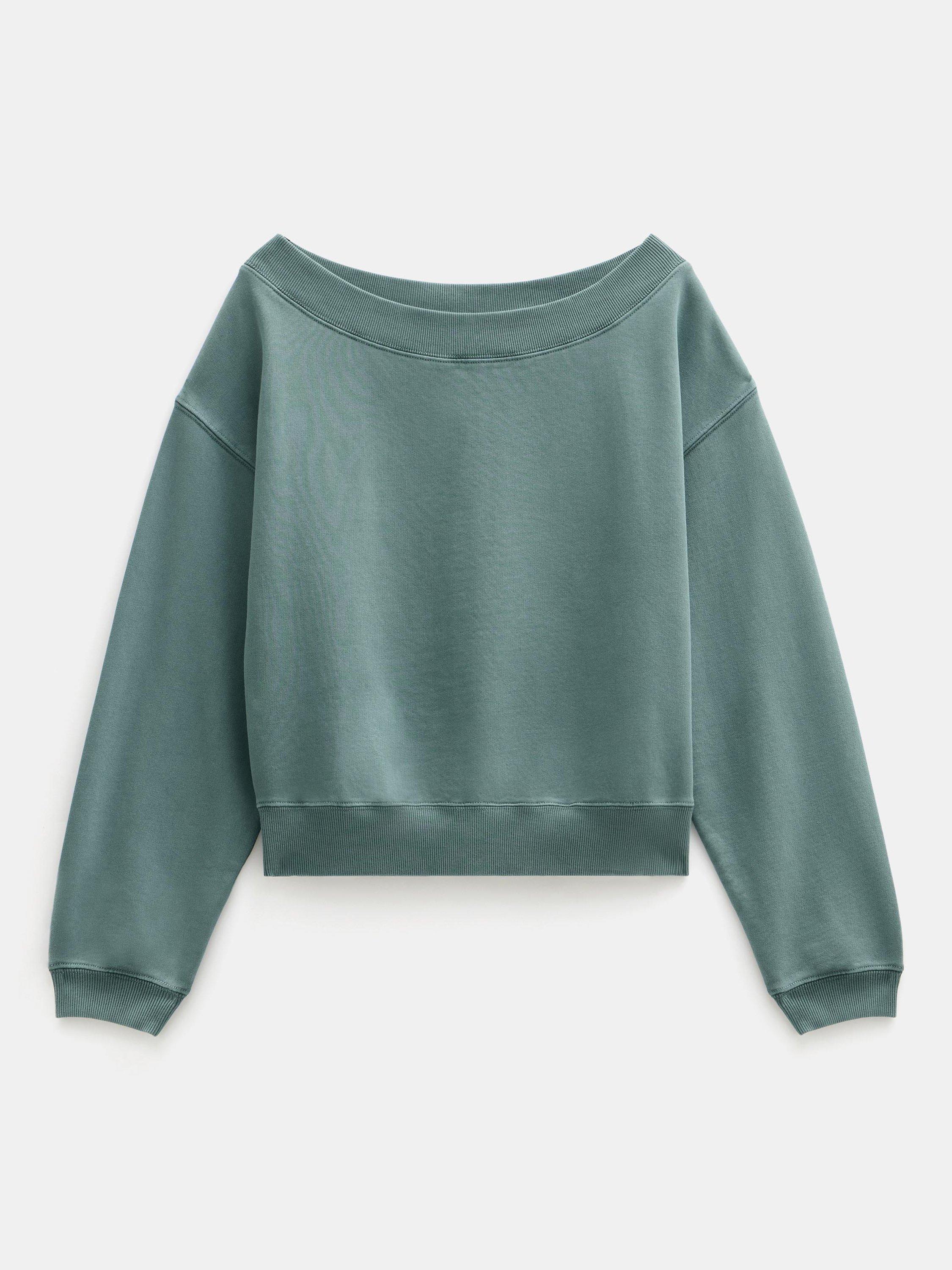 Product image 4 of 5, which shows HUSH Carlota Off Shoulder Sweatshirt, Sage Green, XS