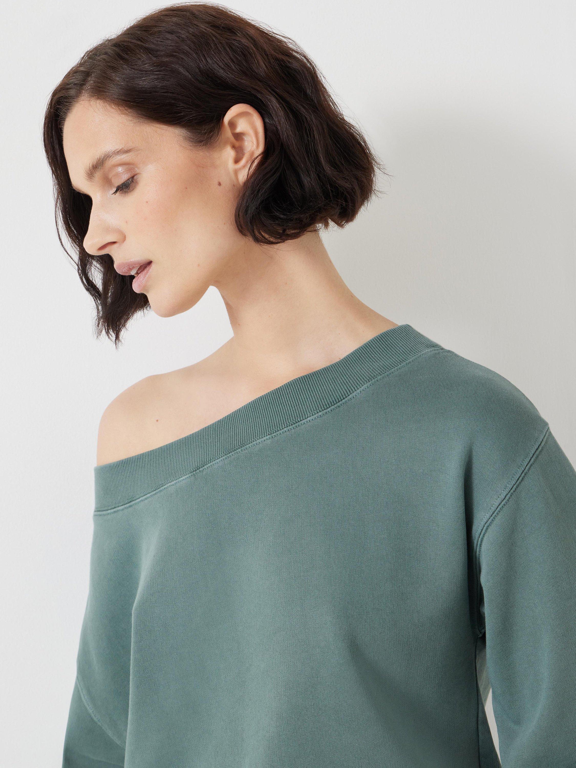 Product image 5 of 5, which shows HUSH Carlota Off Shoulder Sweatshirt, Sage Green, XS
