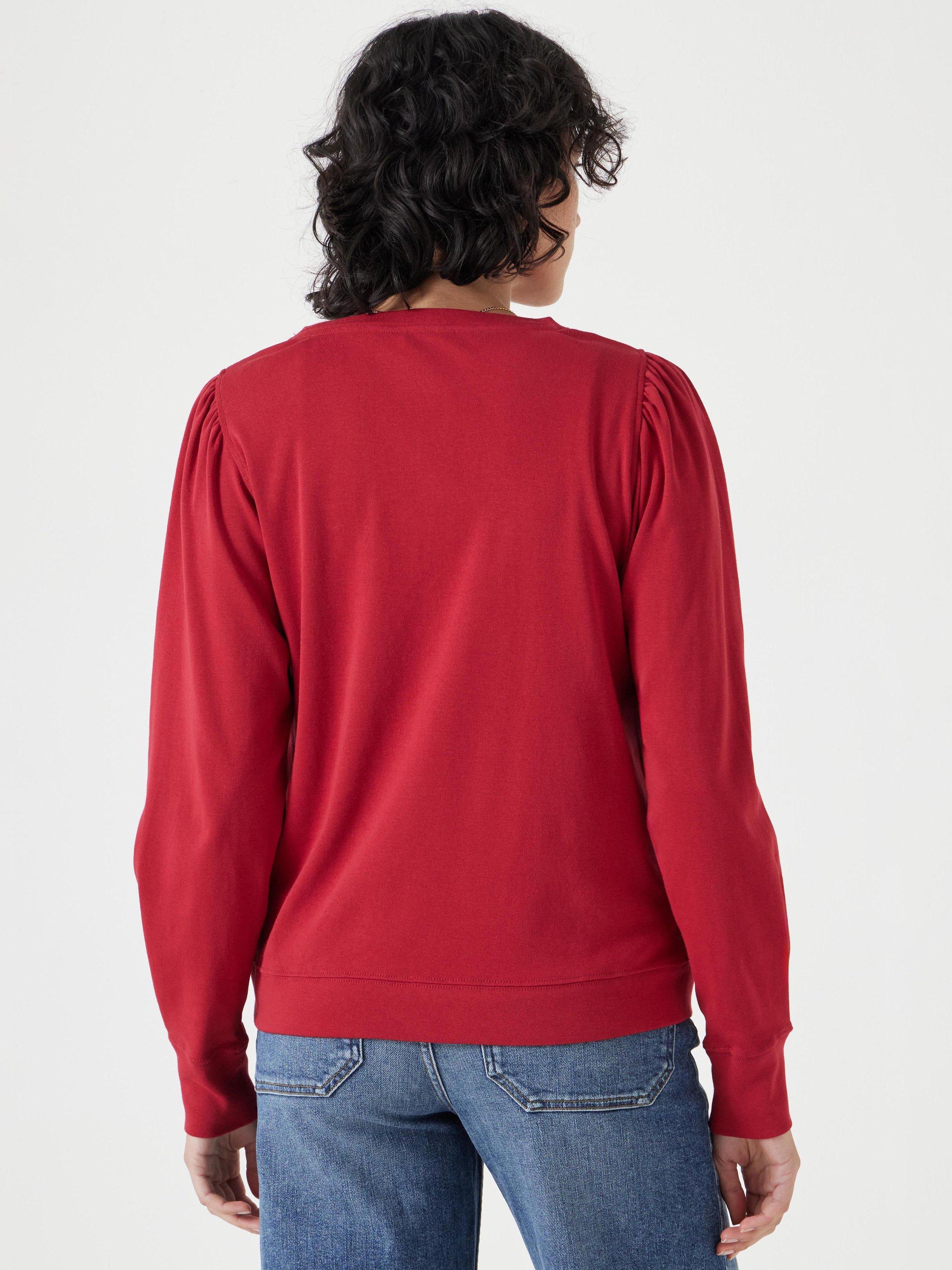 Product image 3 of 5, which shows HUSH Emily Puff Sleeve Cotton Jersey Top, Bright Red, XXS