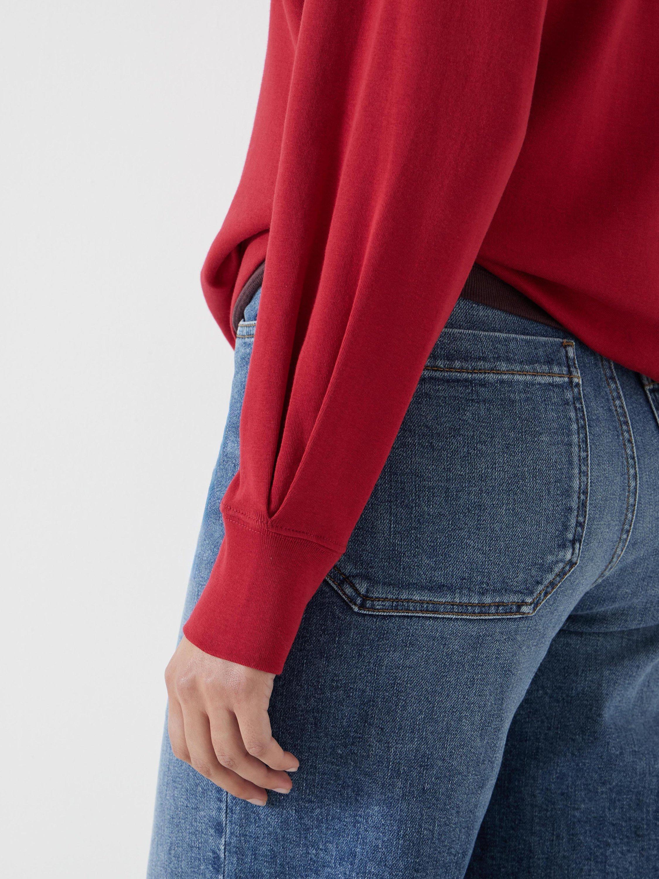 Product image 5 of 5, which shows HUSH Emily Puff Sleeve Cotton Jersey Top, Bright Red, XXS
