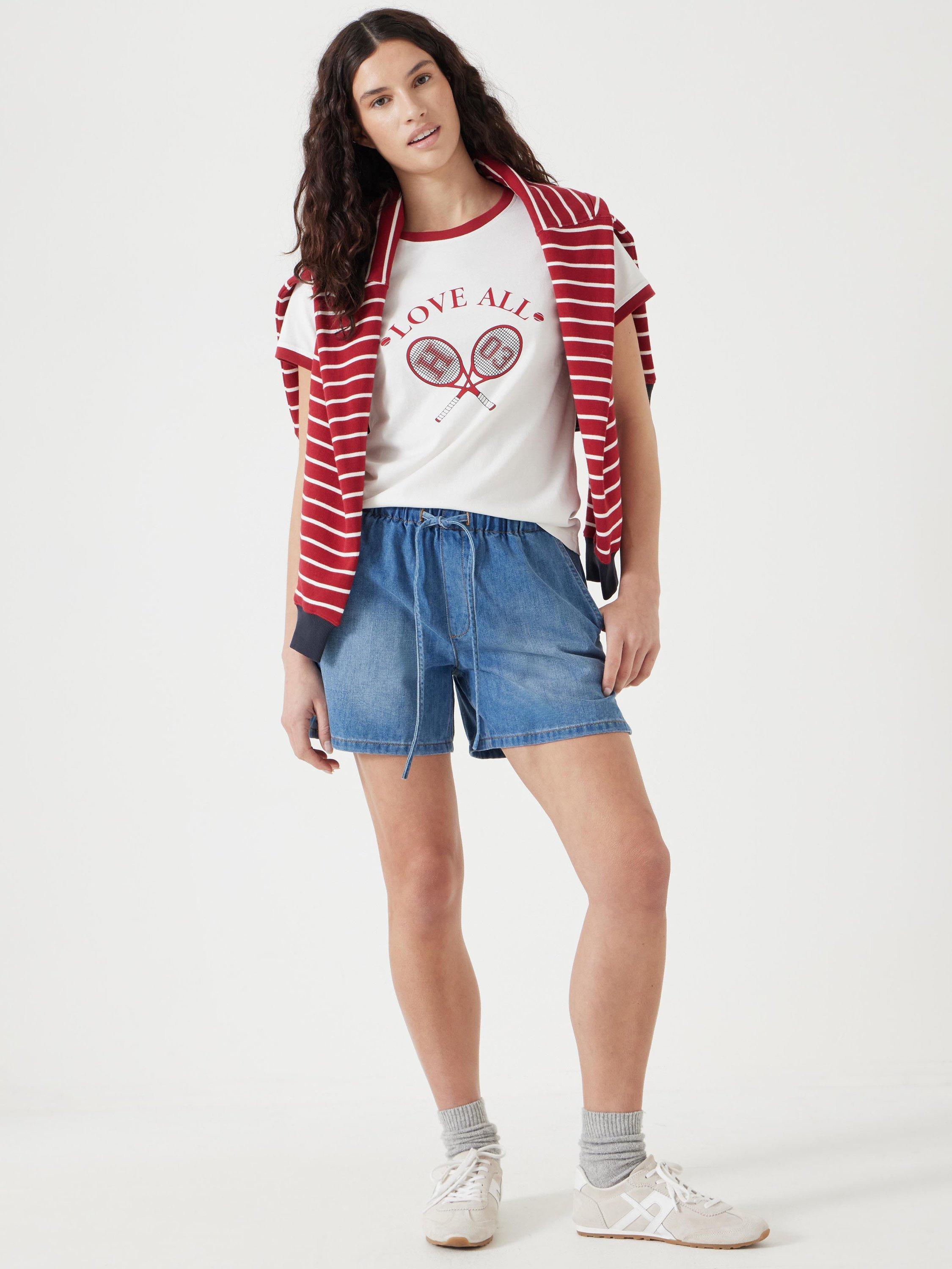 Product image 2 of 5, which shows HUSH Love All Graphic T-Shirt, White/Red, L