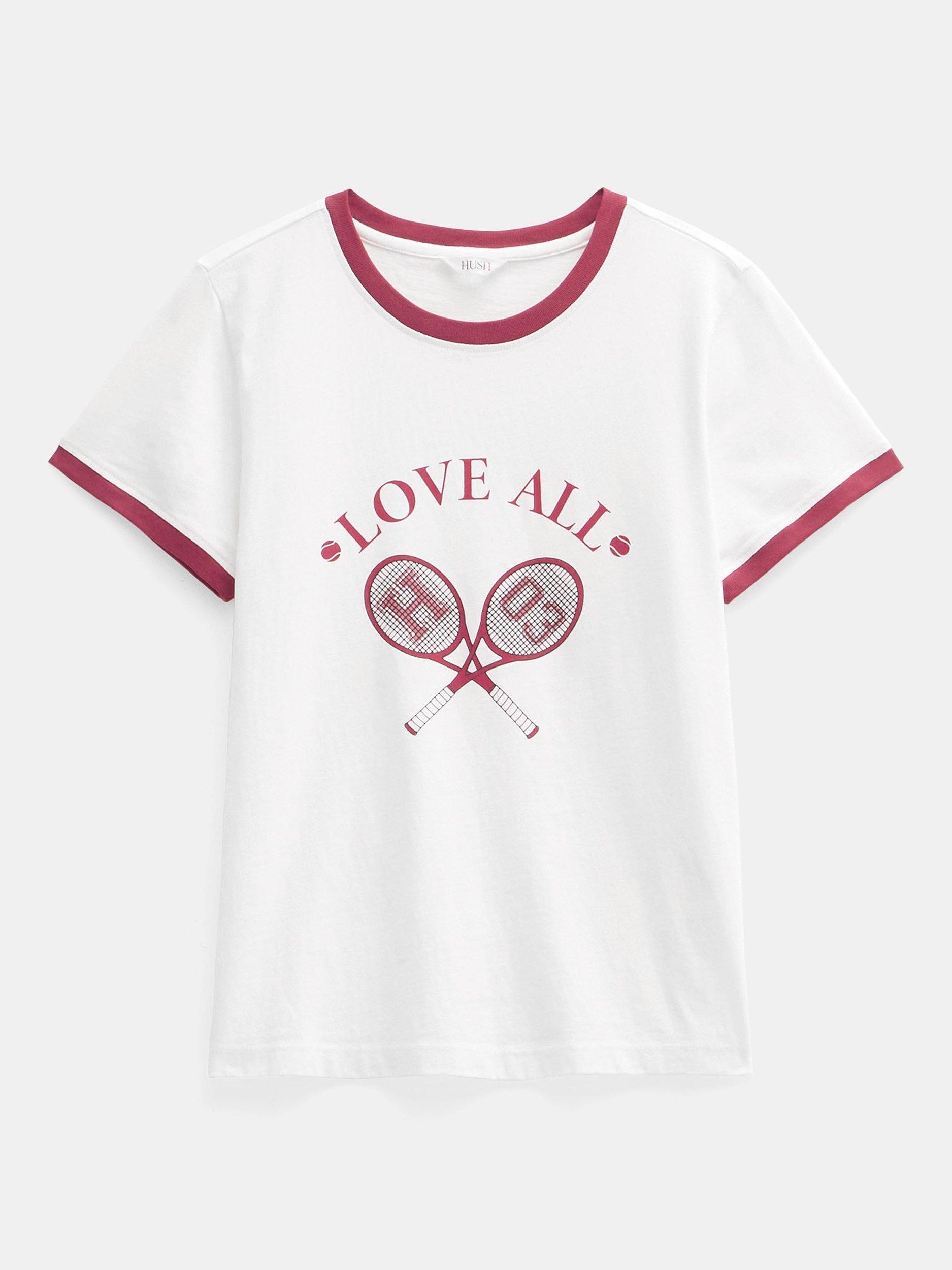 Product image 4 of 5, which shows HUSH Love All Graphic T-Shirt, White/Red, L