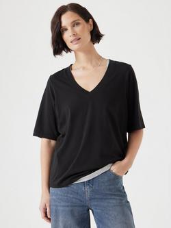 HUSH Reece Drape V-Neck T-Shirt, Black