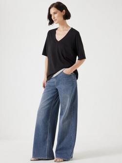 HUSH Reece Drape V-Neck T-Shirt - view 2, Black