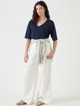 HUSH Reece Drape V-Neck T-Shirt, Navy