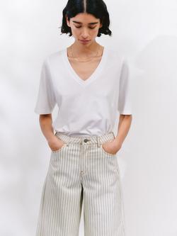 HUSH Reece Drape V-Neck T-Shirt, White