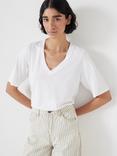 HUSH Reece Drape V-Neck T-Shirt, White