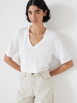 HUSH Reece Drape V-Neck T-Shirt - view 2, White