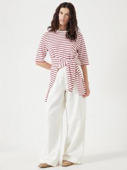 HUSH Sora Stripe Crew Neck T-Shirt - view 2, White/Red
