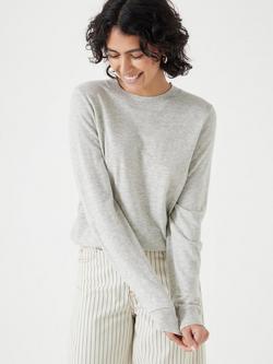 HUSH Fine Knit Wool Blend Jumper, Light Grey Marl