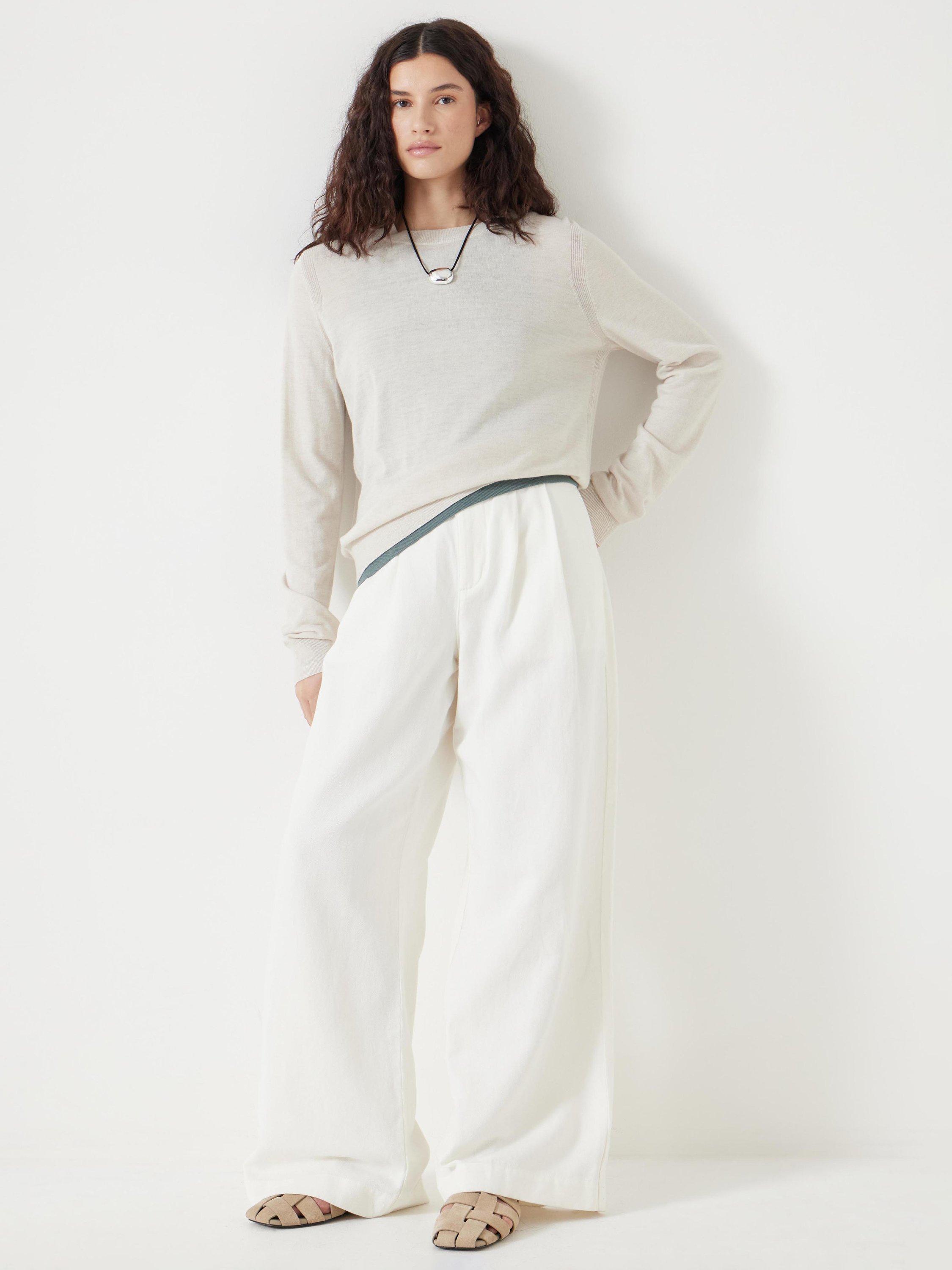 Product image 2 of 5, which shows HUSH Fine Knit Wool Blend Jumper, Oatmeal Marl, XXS