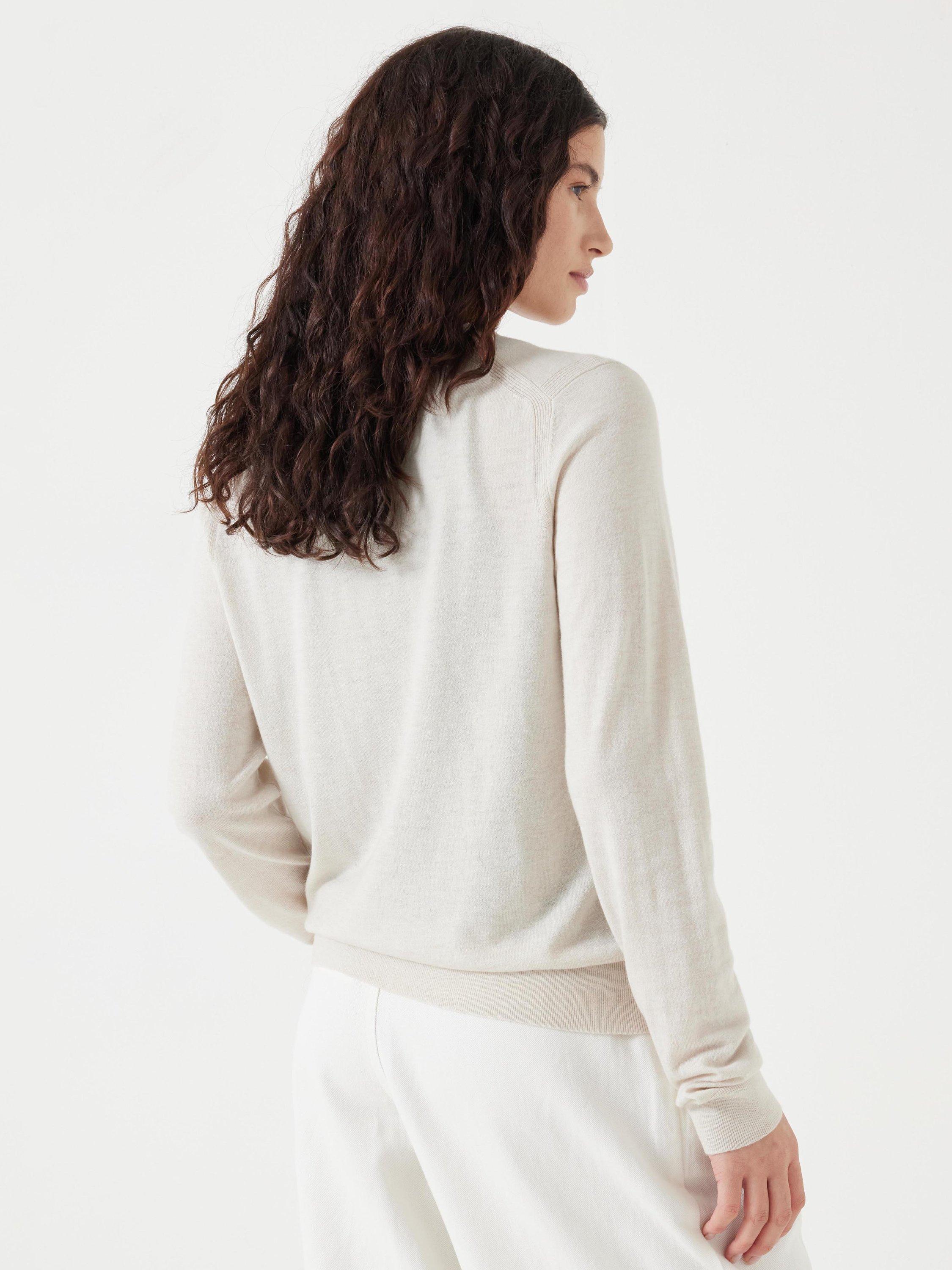 Product image 3 of 5, which shows HUSH Fine Knit Wool Blend Jumper, Oatmeal Marl, XXS