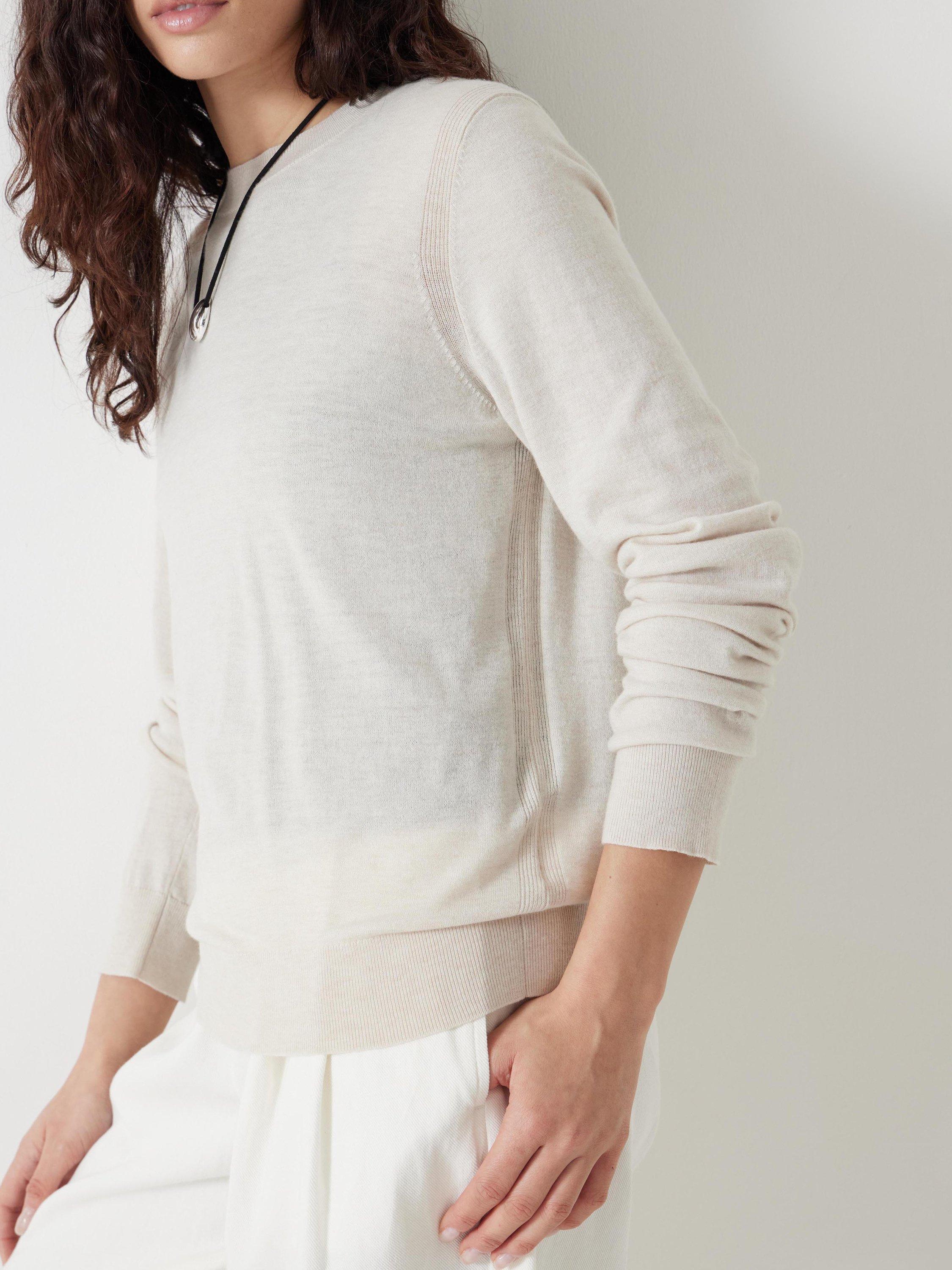 Product image 5 of 5, which shows HUSH Fine Knit Wool Blend Jumper, Oatmeal Marl, XXS