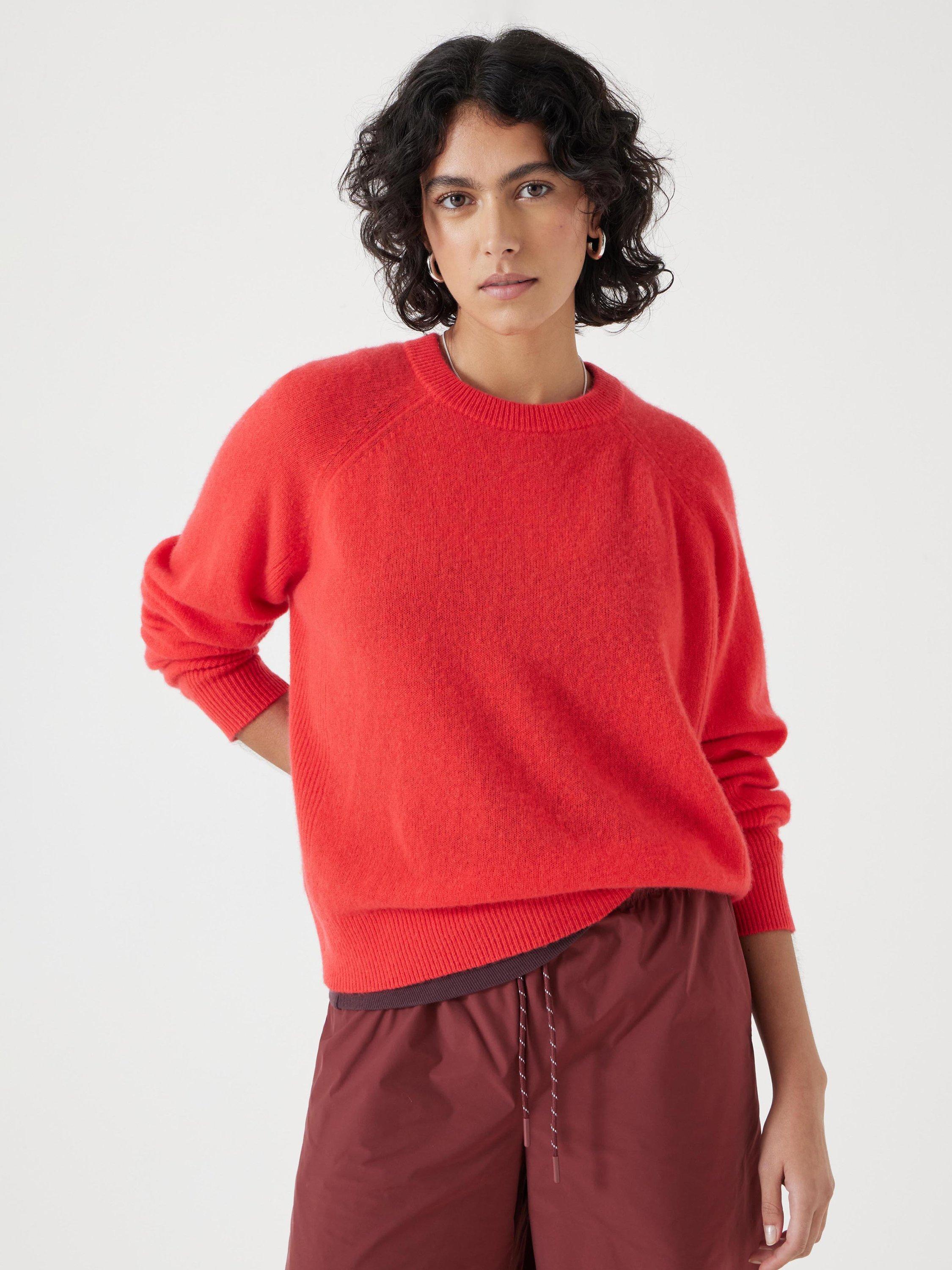 Product image 1 of 5, which shows HUSH Jasmine Cashmere Rib Jumper, Tomato Red, XXS