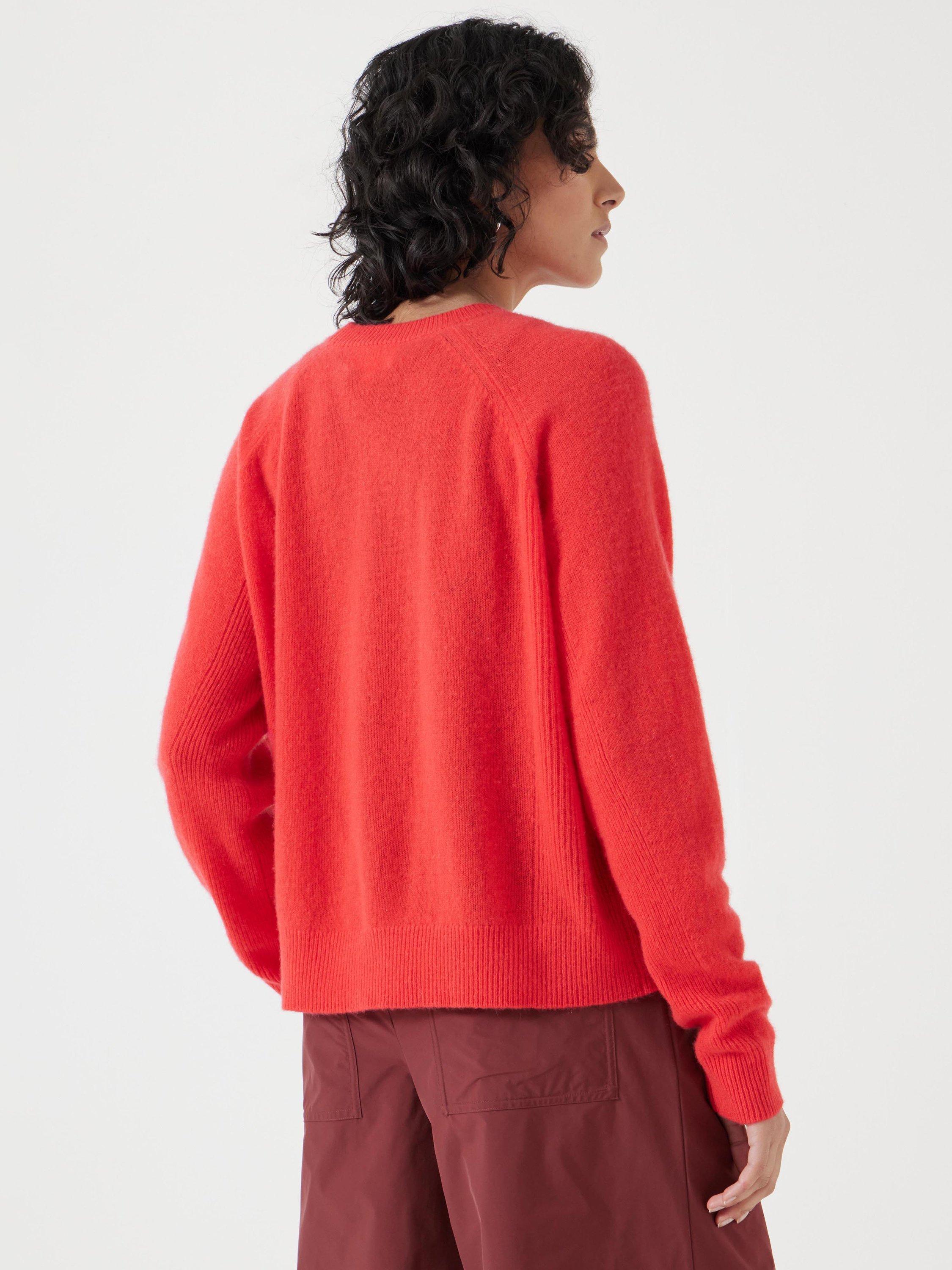 Product image 3 of 5, which shows HUSH Jasmine Cashmere Rib Jumper, Tomato Red, XXS