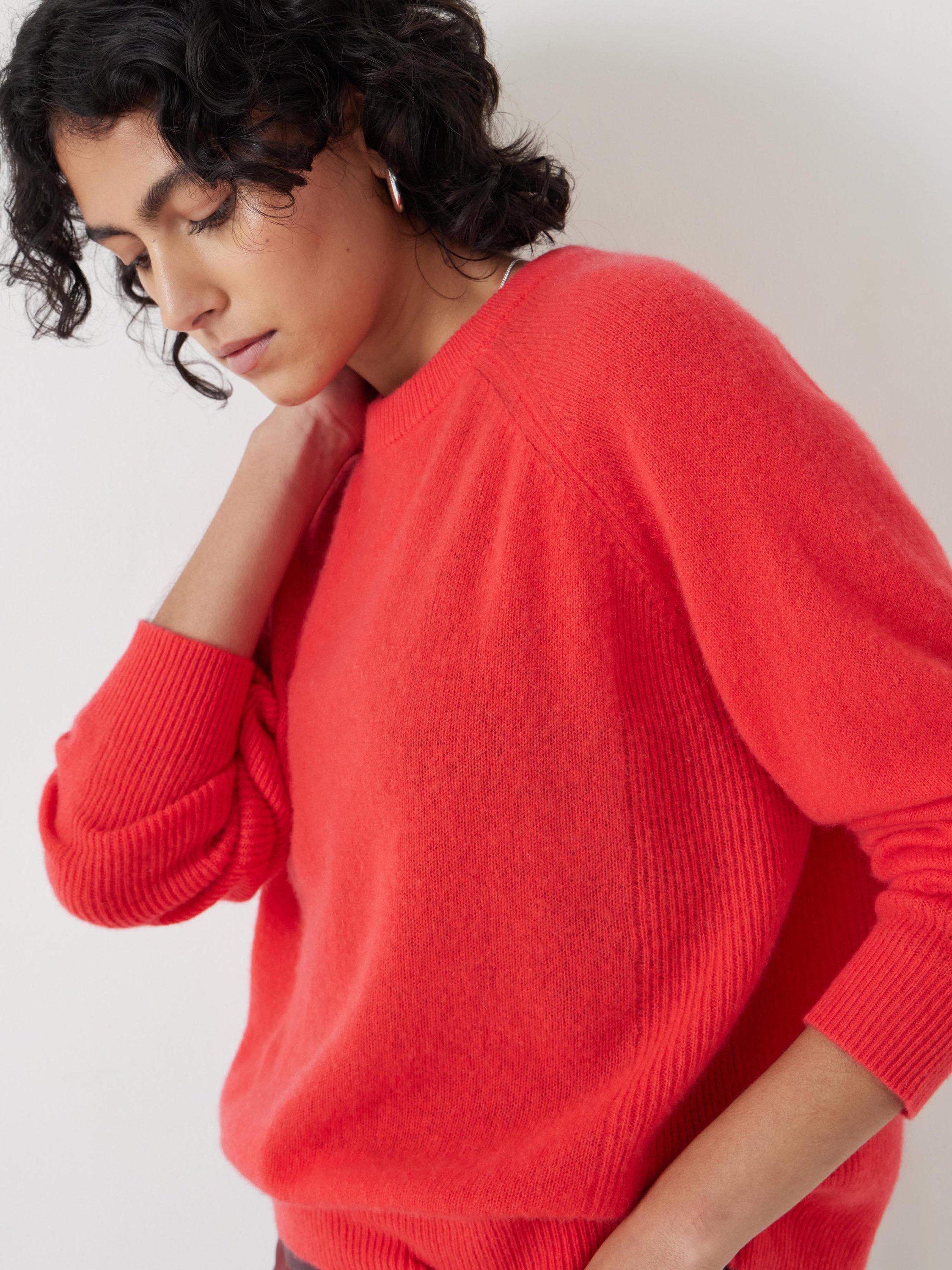 Product image 5 of 5, which shows HUSH Jasmine Cashmere Rib Jumper, Tomato Red, XXS