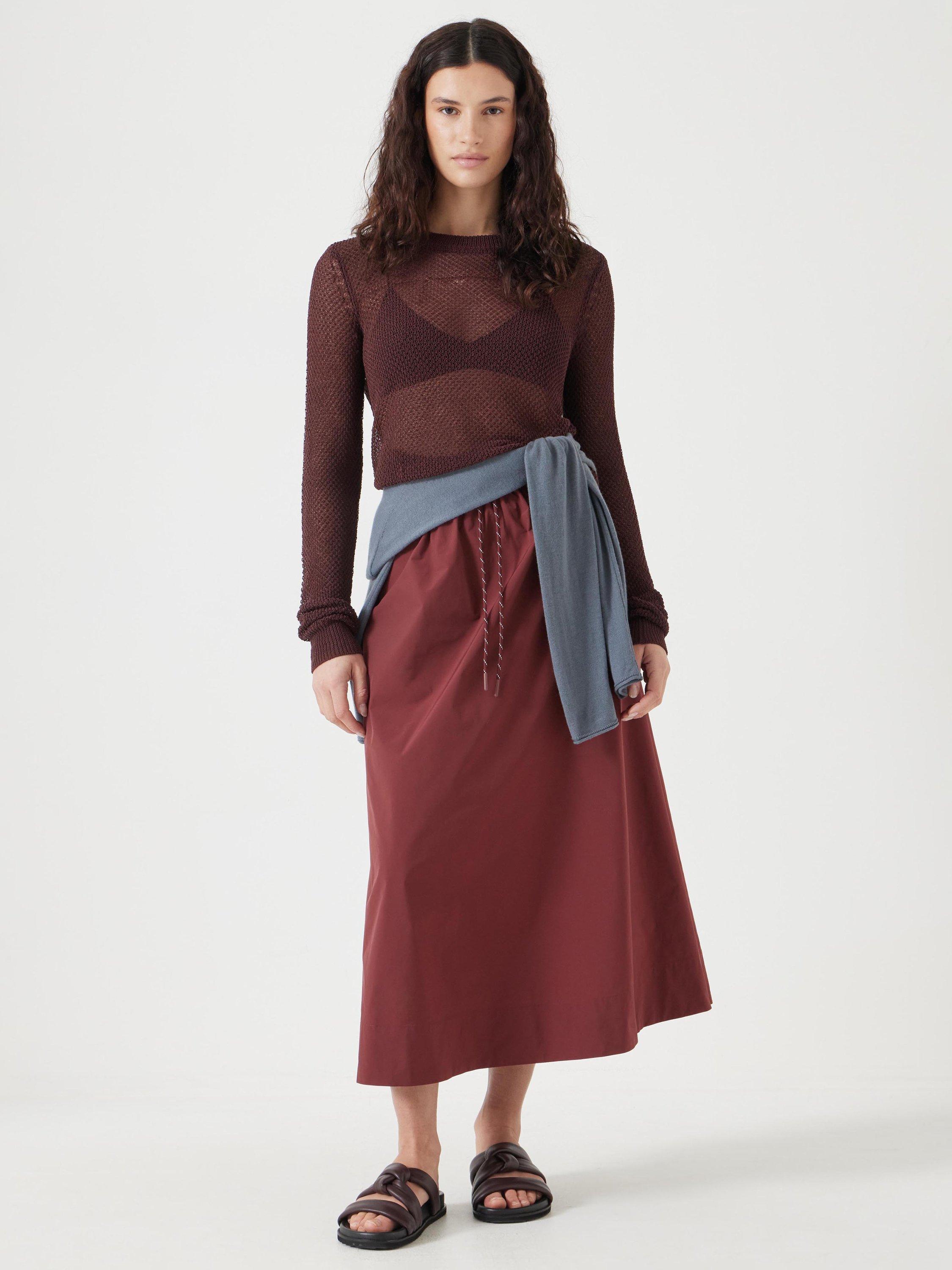 Product image 2 of 5, which shows HUSH Textured Stitch Semi-Sheer Jumper, Fudge Brown, L