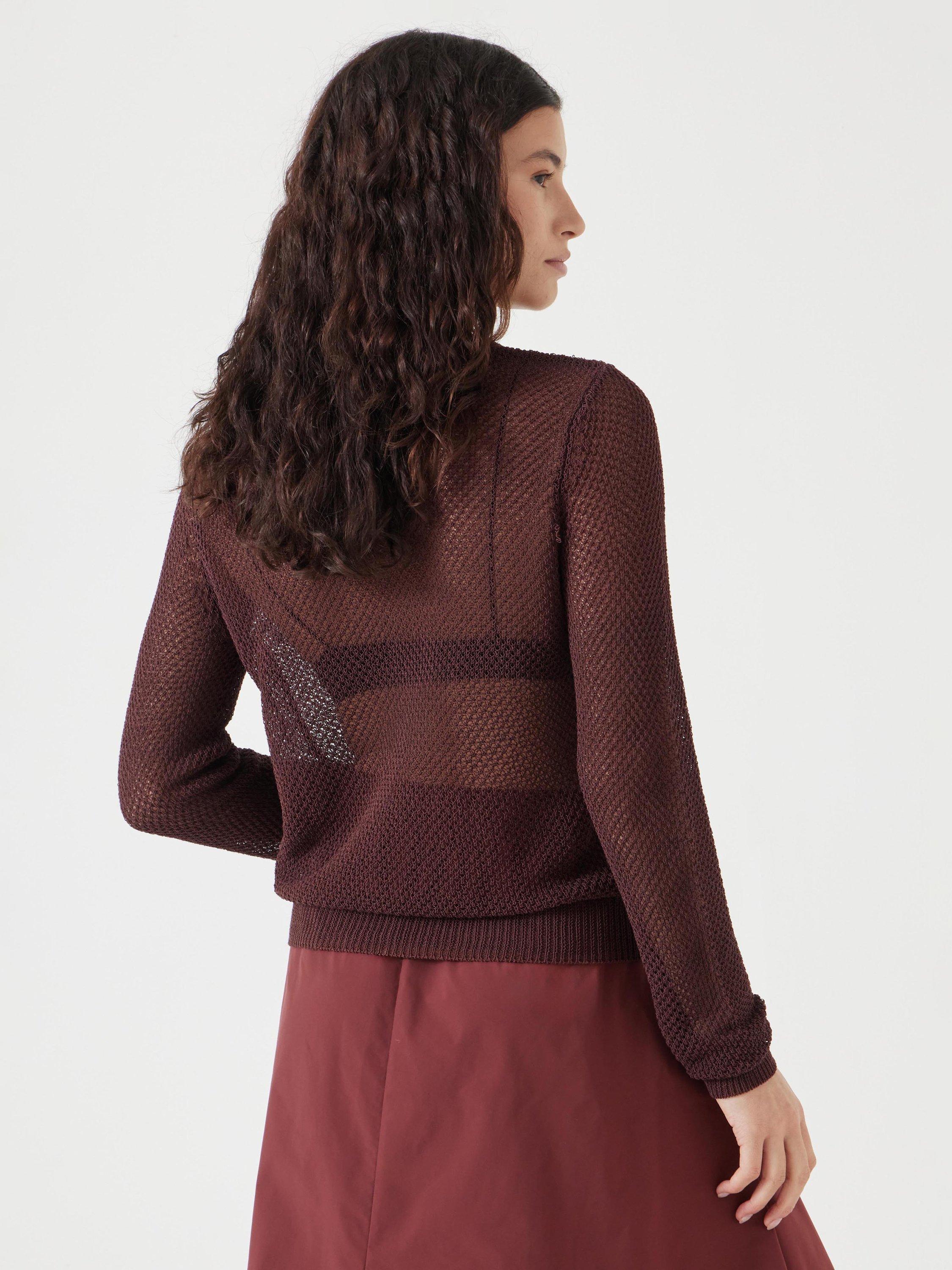 Product image 5 of 5, which shows HUSH Textured Stitch Semi-Sheer Jumper, Fudge Brown, L