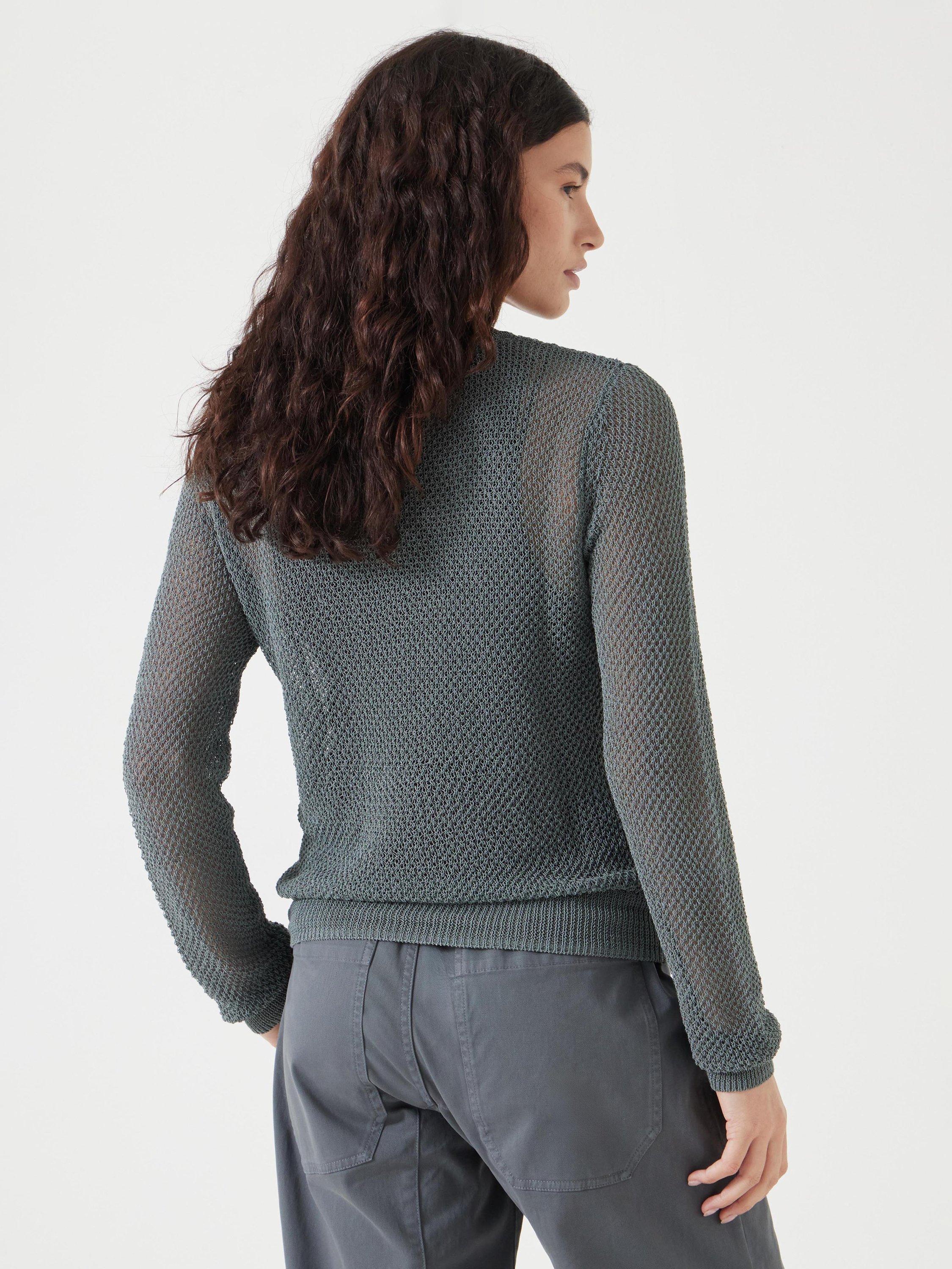Product image 3 of 6, which shows HUSH Textured Stitch Semi-Sheer Jumper, Sage Green, XXS