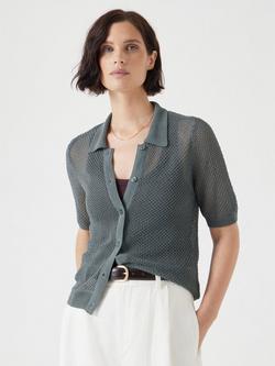 HUSH Textured Stitch Semi-Sheer Knit Top, Fudge Brown, Sage Green