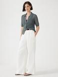 HUSH Textured Stitch Semi-Sheer Knit Top, Fudge Brown, Sage Green