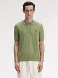 Fred Perry Laurel Wreath Knitted Short Sleeve Polo Shirt, Olive Mint