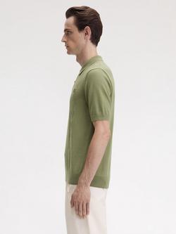 Fred Perry Laurel Wreath Knitted Short Sleeve Polo Shirt, Olive Mint - view 2, Olive Mint