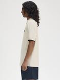 Fred Perry Cotton Regular Fit Zip-Neck Polo Shirt, Ecru