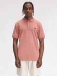 Fred Perry Cotton Regular Fit Short Sleeve Polo Shirt, Putty Pink/Navy