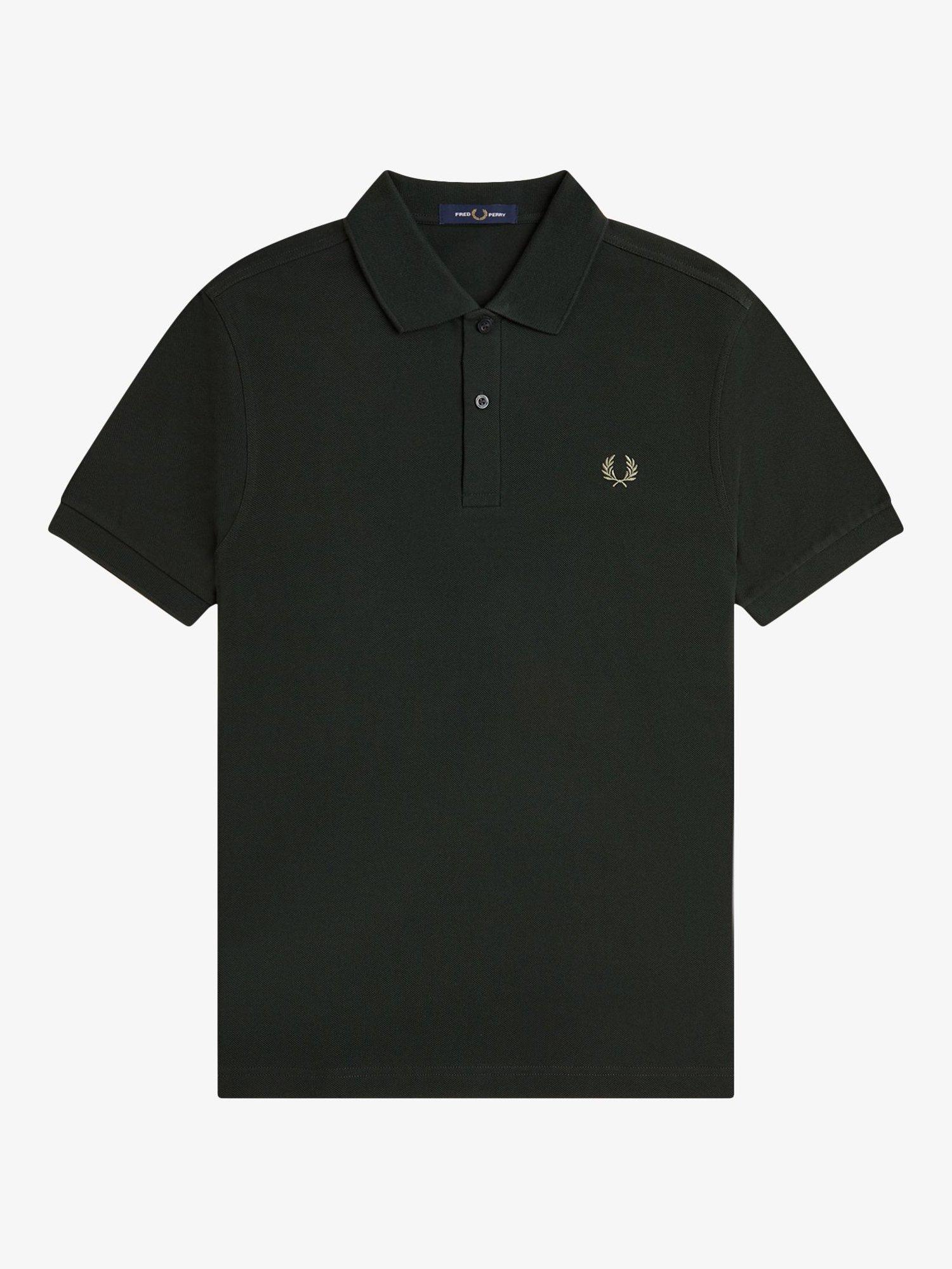 Product image 4 of 5, which shows Fred Perry Cotton Regular Fit Short Sleeve Polo Shirt, Nghgrn/Olivemint, S