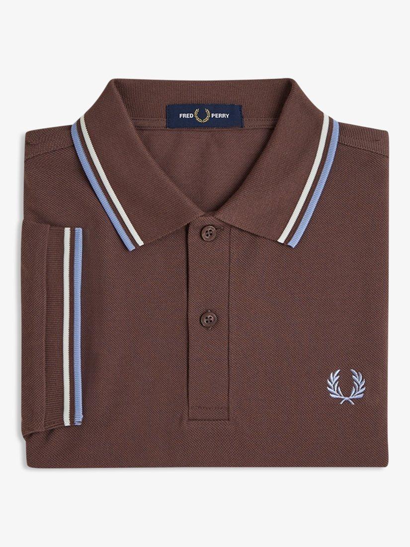 Product image 3 of 5, which shows Fred Perry Cotton Twin Tipped Regular Fit Polo Shirt, Crbri/Ecr/Lghsmo, S