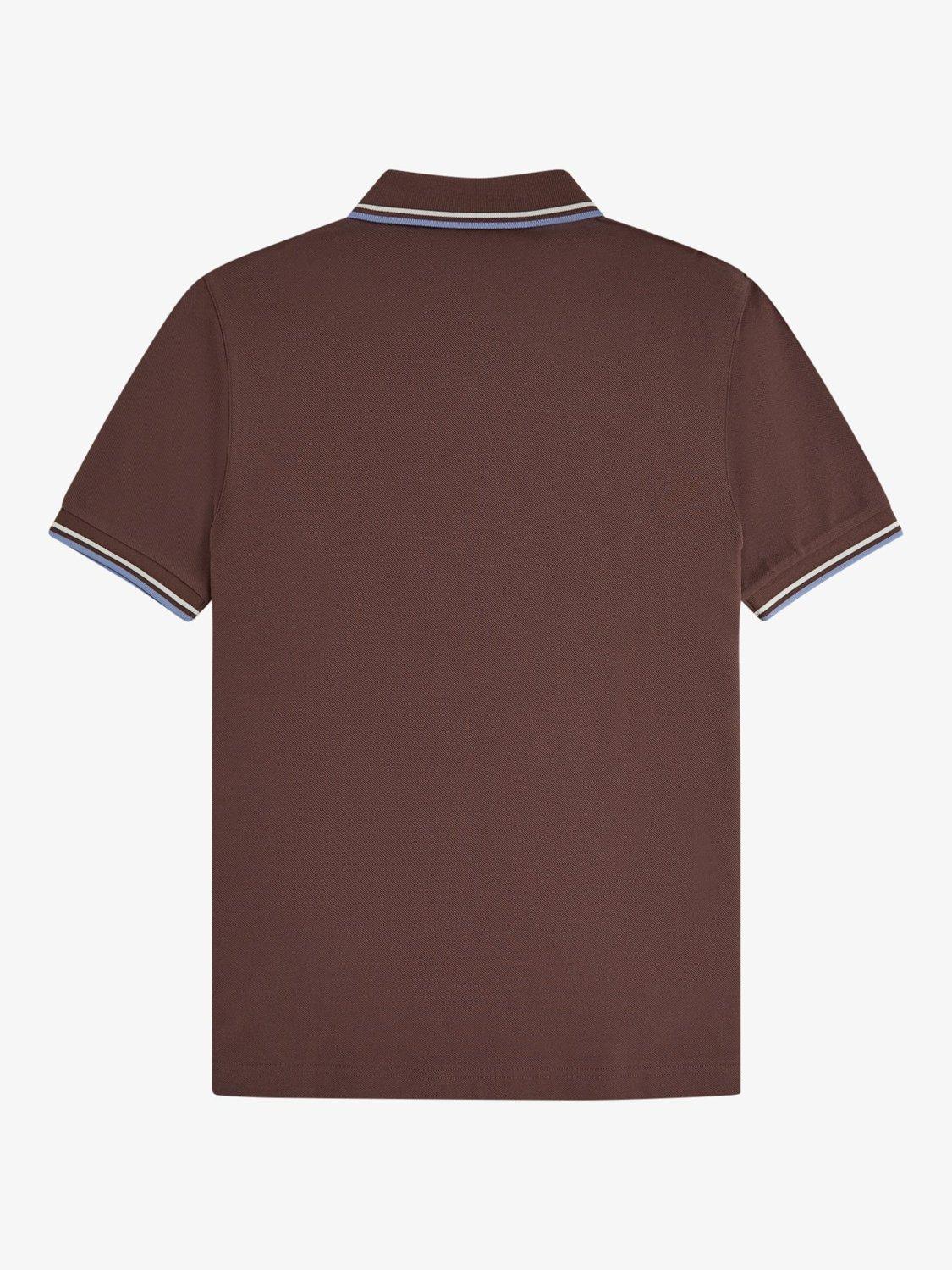 Product image 5 of 5, which shows Fred Perry Cotton Twin Tipped Regular Fit Polo Shirt, Crbri/Ecr/Lghsmo, S