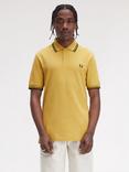 Fred Perry Cotton Twin Tipped Regular Fit Polo Shirt, Honeycomb/Navy