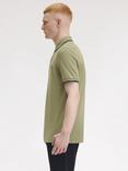 Fred Perry Cotton Twin Tipped Regular Fit Polo Shirt, Olivmnt/Ngtgreen